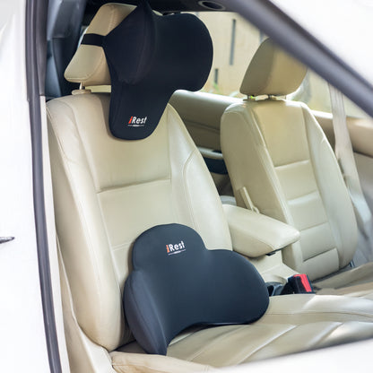 iRest Premium Car & Neck Pillow Black and Brown