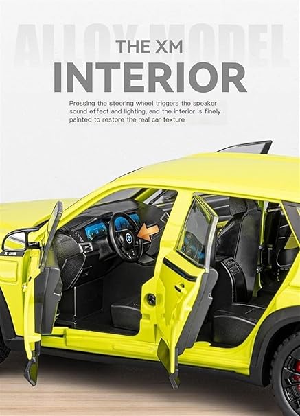 1:24 Scale BMW XM six-door pullback alloy car with sound and light effects, foam e-commerce box.