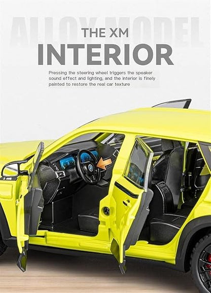 1:24 Scale BMW XM six-door pullback alloy car with sound and light effects, foam e-commerce box.