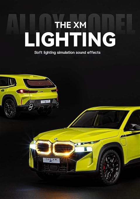 1:24 Scale BMW XM six-door pullback alloy car with sound and light effects, foam e-commerce box.