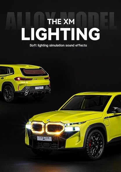 1:24 Scale BMW XM six-door pullback alloy car with sound and light effects, foam e-commerce box.