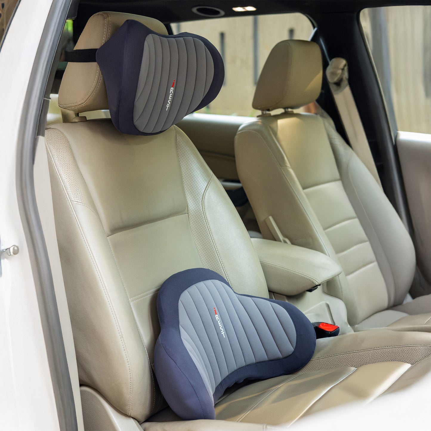 iRest Premium Car & Neck Pillow Brown and Black