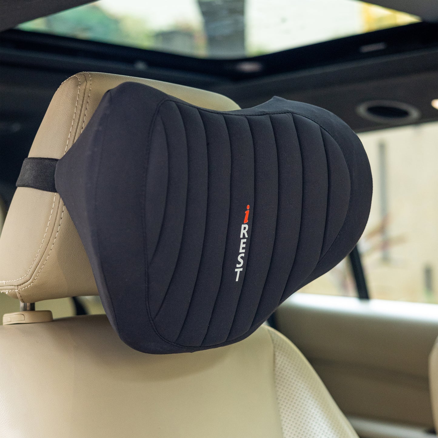 iRest Premium Car & Neck Pillow Brown and Black