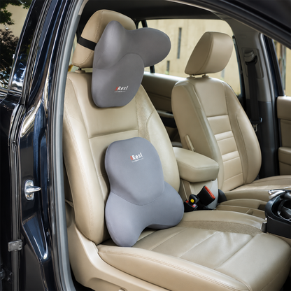 iRest Premium Car & Neck Pillow Grey and Brown