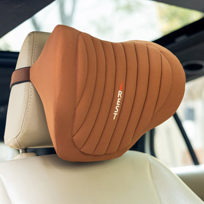 iRest Premium Car & Neck Pillow Brown and Black