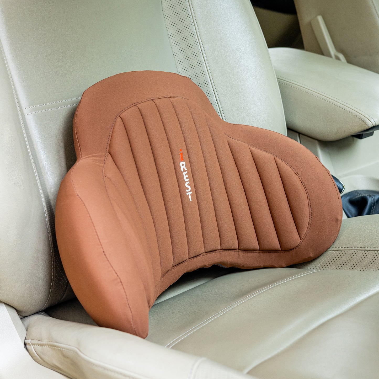 iRest Premium Car & Neck Pillow Brown and Black