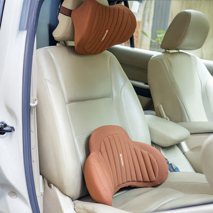 iRest Premium Car & Neck Pillow Brown and Black