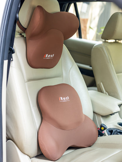 iRest Premium Car & Neck Pillow Black and Brown