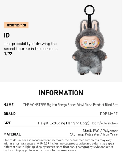 Popmart Labubu The Monsters Big into Energy Series Vinyl Plus Pendant Single Blind Box (Pack of 1)