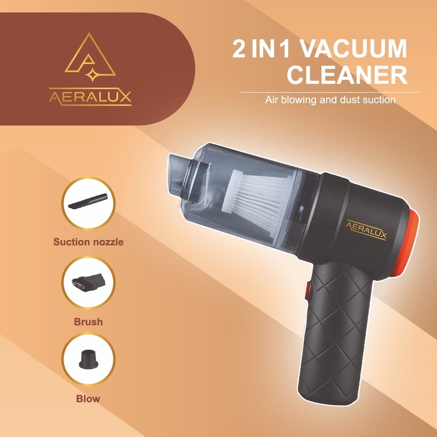 Aeralux 2 In 1 Vacuum Cleaner Portable Mini For Car