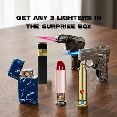 FLAMEMATE Mystery Ignite Trio – Surprise Box (Pack of 3 Lighters)